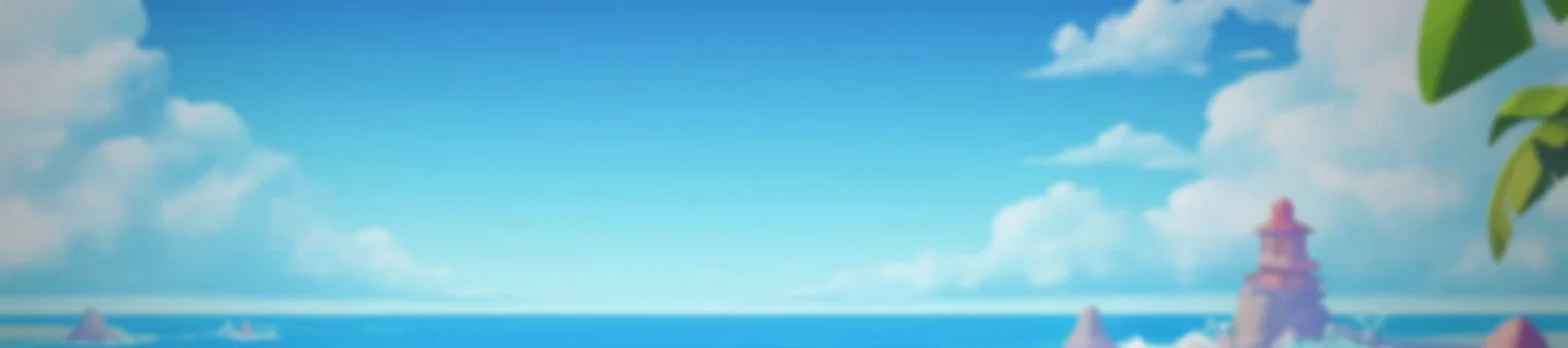 Laut turkis dan langit biru pada latar lobi H5 resmi qtgame